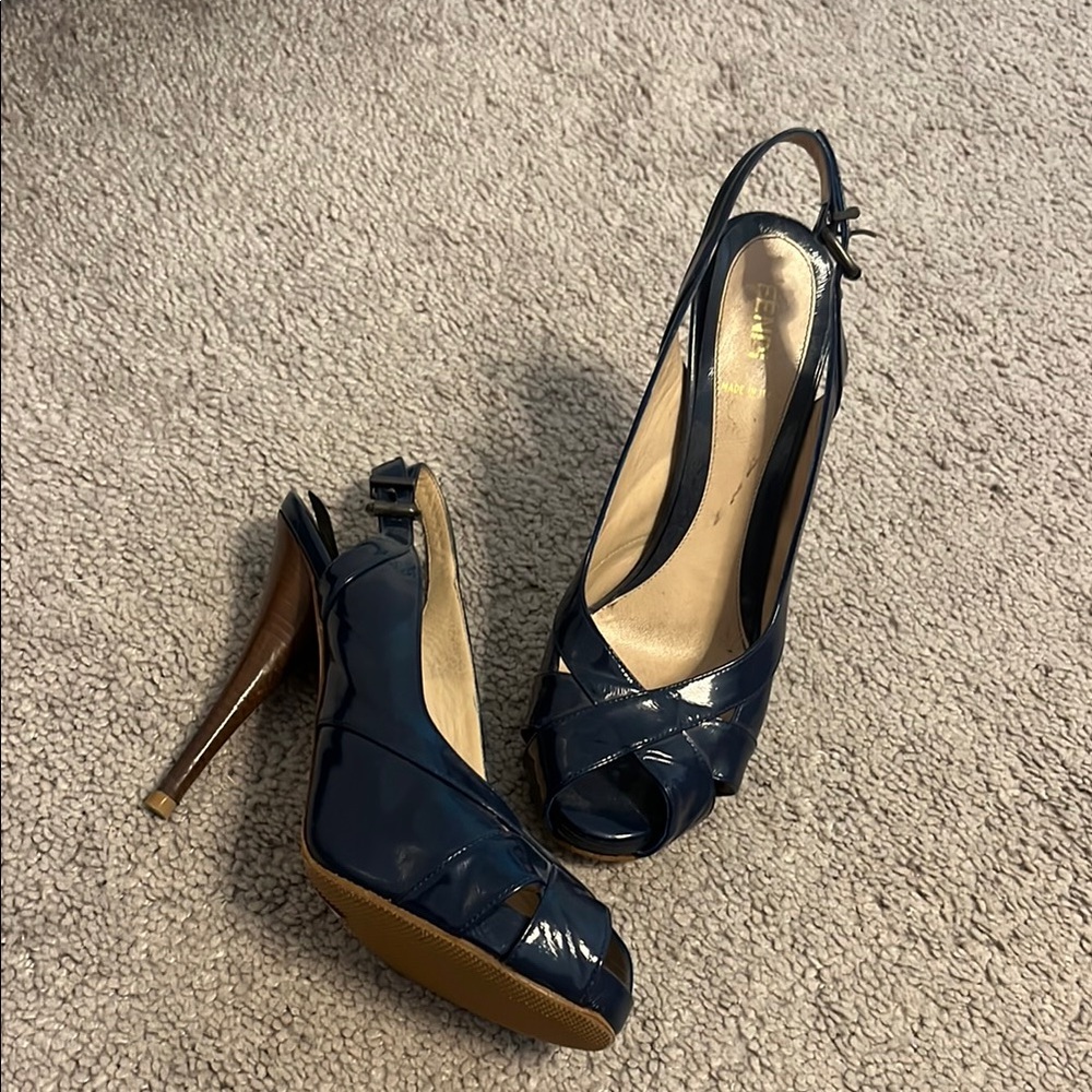 Fendi Elegant Navy Slingback Heels